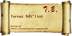 Turnai Bálint névjegykártya